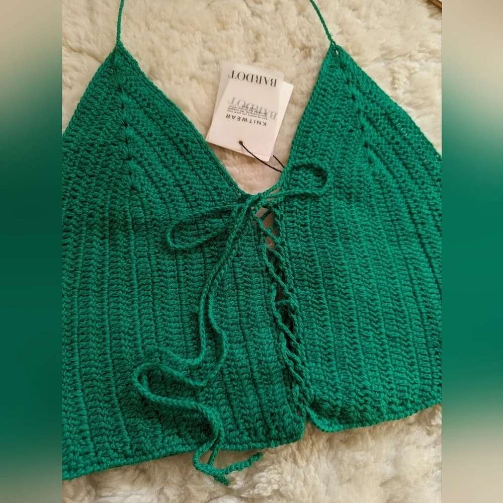 Bardot Green lia knit top medium - Picture 12 of 15